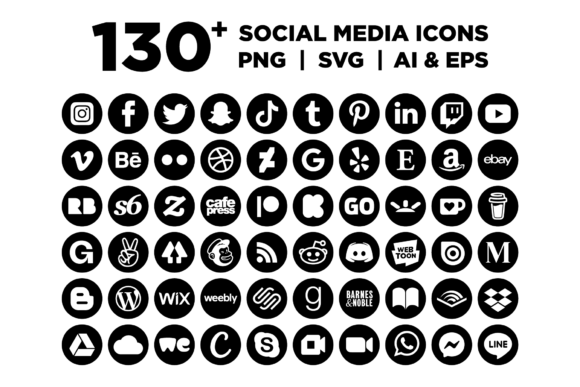Download Black Circle Social Media Icons Set - Black Collection