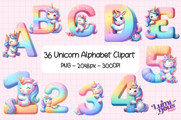 Download Cute Unicorn Alphabet Illustration - Alphabet illustration Collection