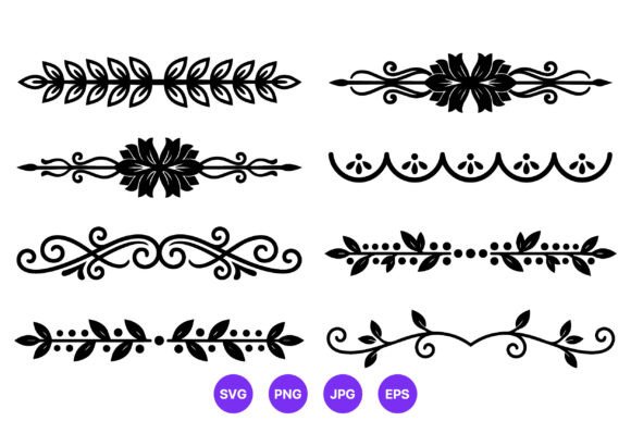 Download Black Floral Leaf Decorative Borders - Black Collection