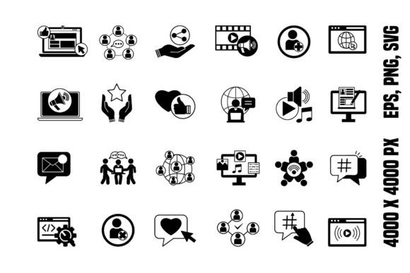 Download Black Set of Social Media Icons - Black Collection