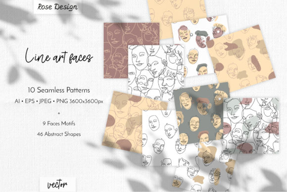 Download Line Art Faces Patterns &amp; Motifs Vector - Pattern Collection