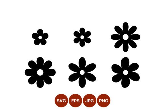 Download Simple Black Flower Shapes Vector - Black Collection