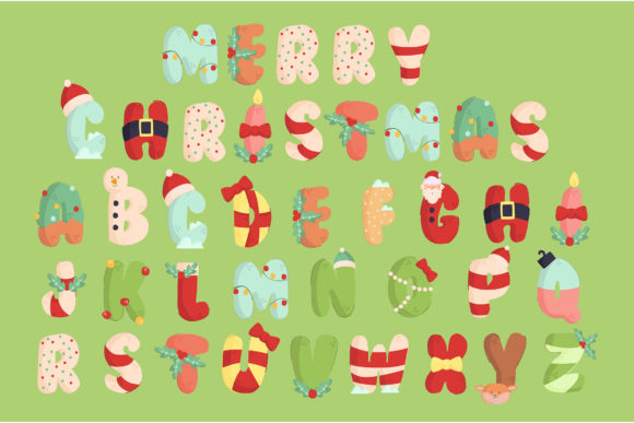 Download Christmas Alphabet Illustration Set - Alphabet illustration Collection