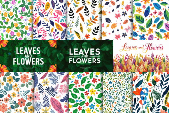 Download Simple Leaves and Flowers Pattern - Simple leaves Collection