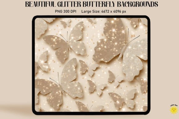 Download Pastel Beige Glitter Butterfly Pattern - Pattern Collection