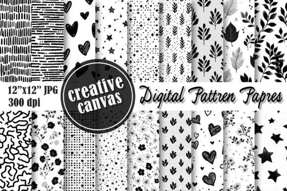 Download Black &amp; White Digital Paper Bundle - Black Collection