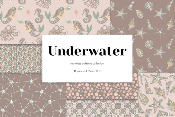 Download Vintage Underwater Seamless Patterns - Pattern Collection