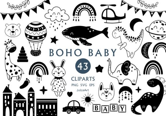 Download Boho Baby Svg, Black Bohemian Clipart - Black Collection